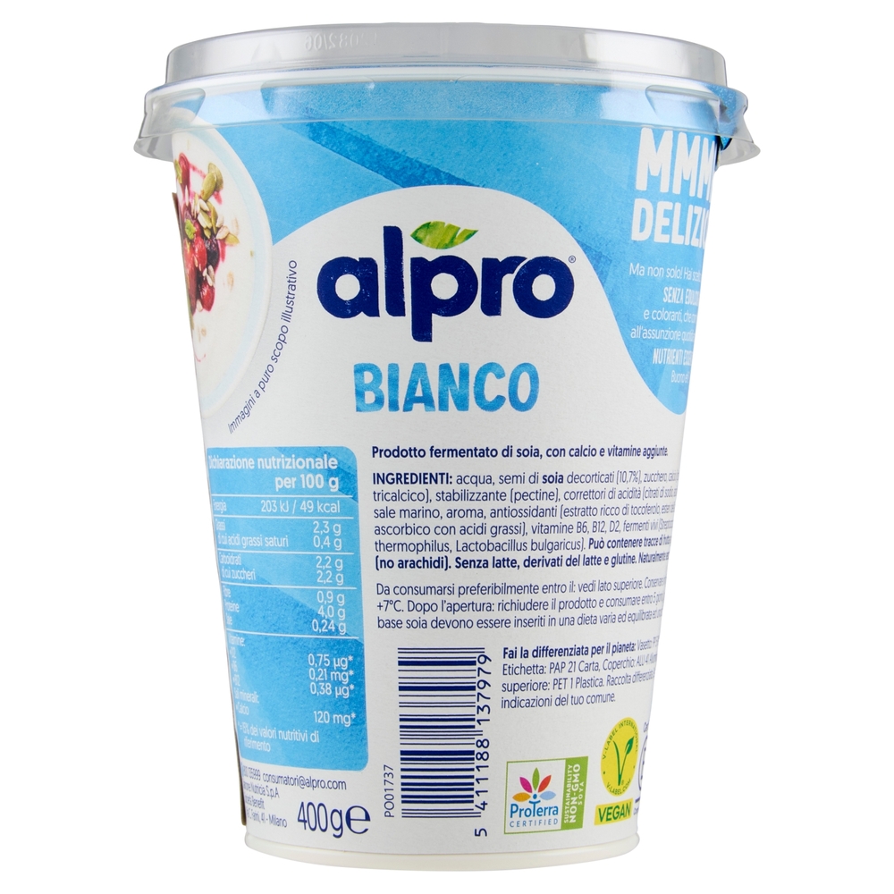 ALPRO Alternativa Vegetale allo Yogurt, Bianco, a base di Soia, basso in Grassi, No Lattosio, 400g